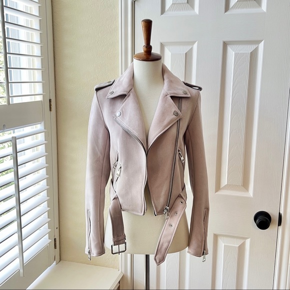 Zara Light Pink Suede Moto Jacket - Picture 5 of 16